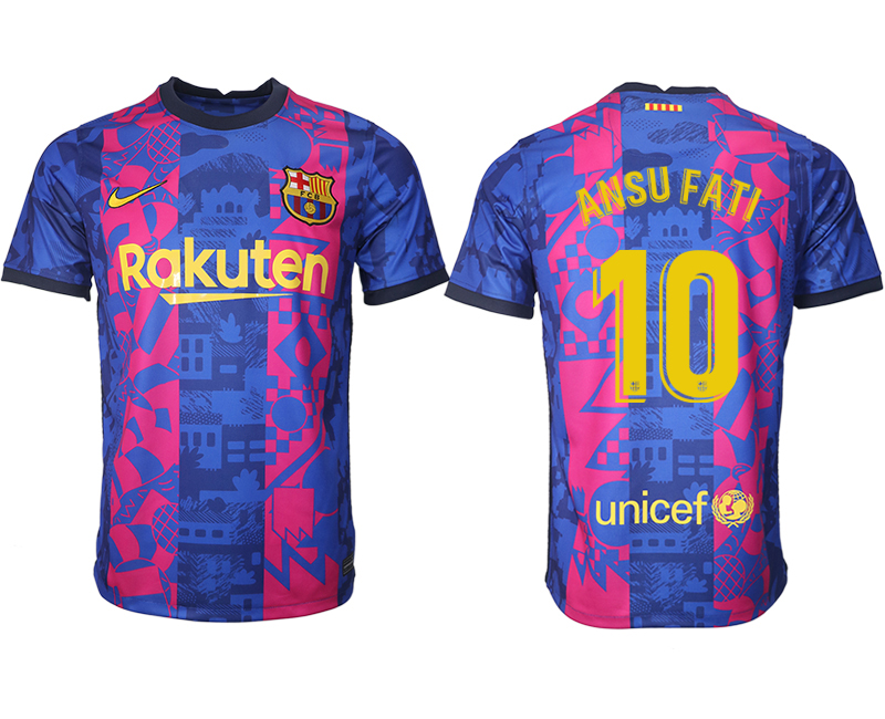 Men 2021-2022 Club Barcelona blue training suit aaa version #10 Soccer Jersey1